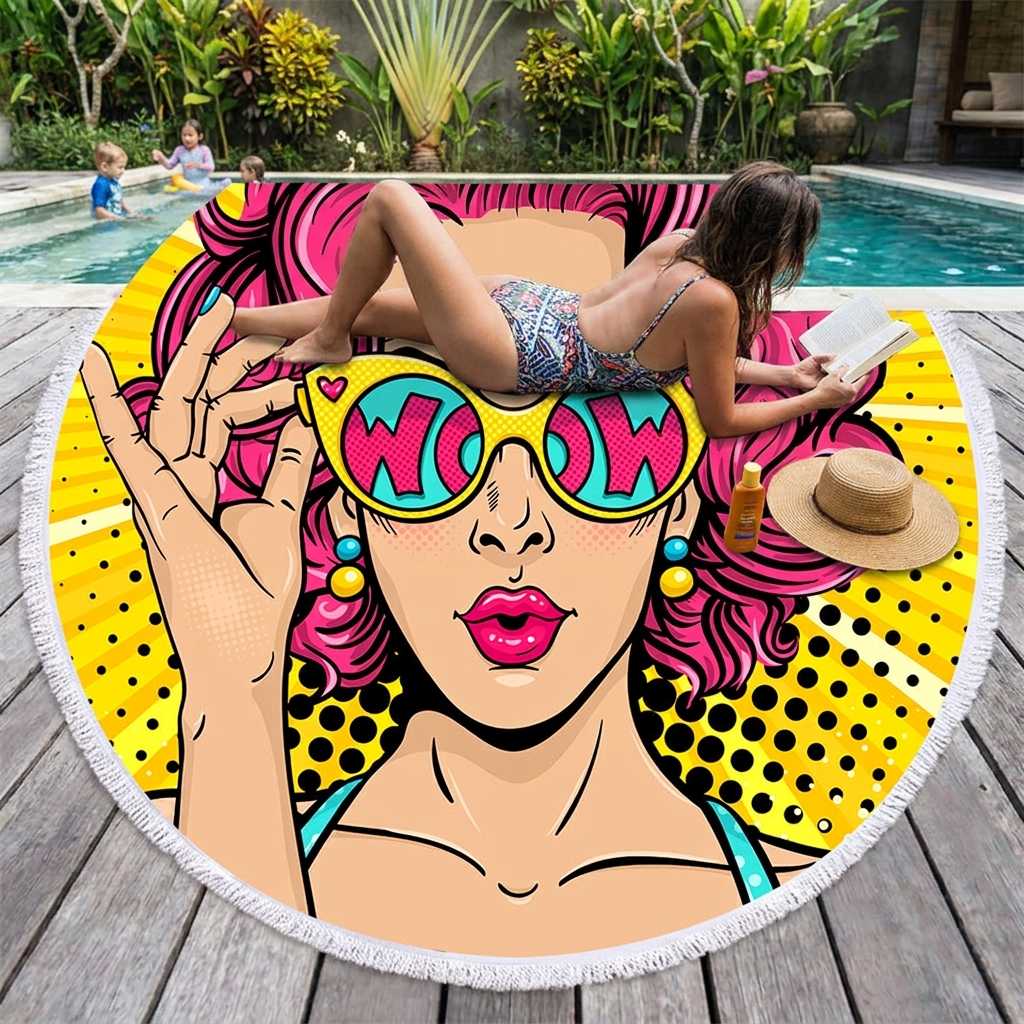 Retro Round Beach Towel lifestyle