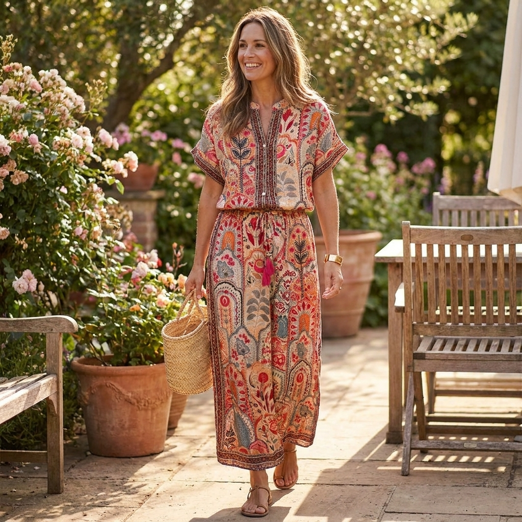 Women's Boho Print Beach Shirt lifestyle