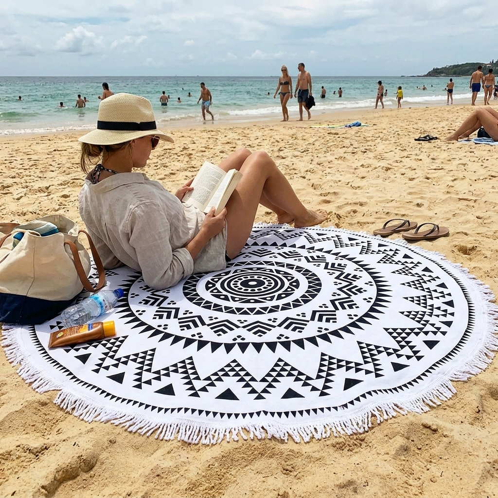 Round Tassel Beach Mat lifestyle