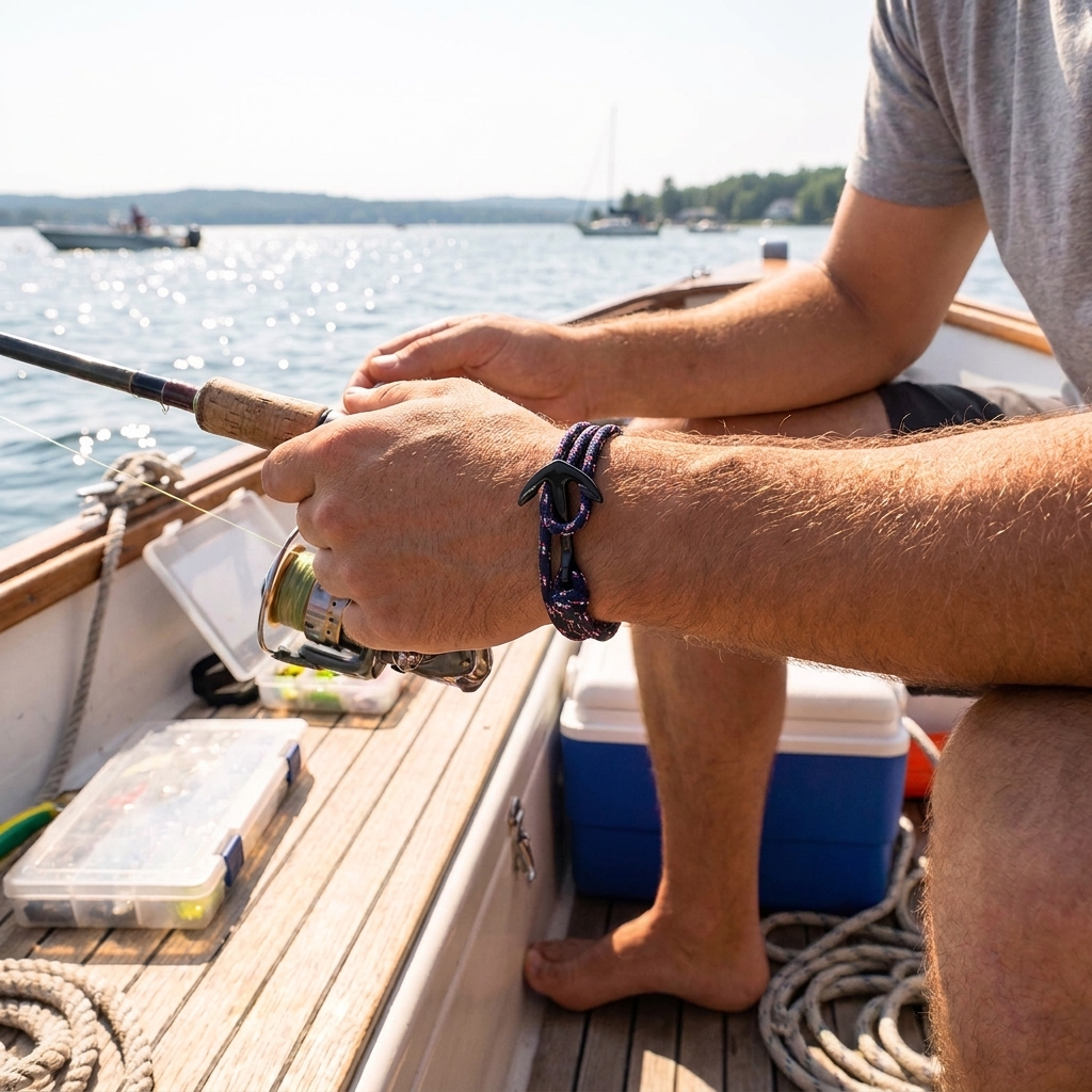Navy Anchor Woven Bracelet lifestyle