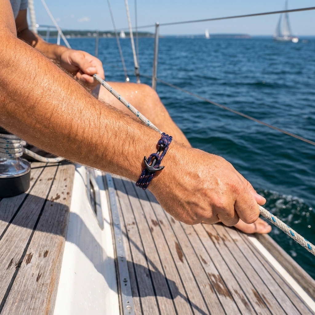 Navy Anchor Woven Bracelet lifestyle