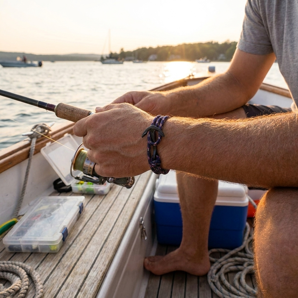Navy Anchor Woven Bracelet lifestyle